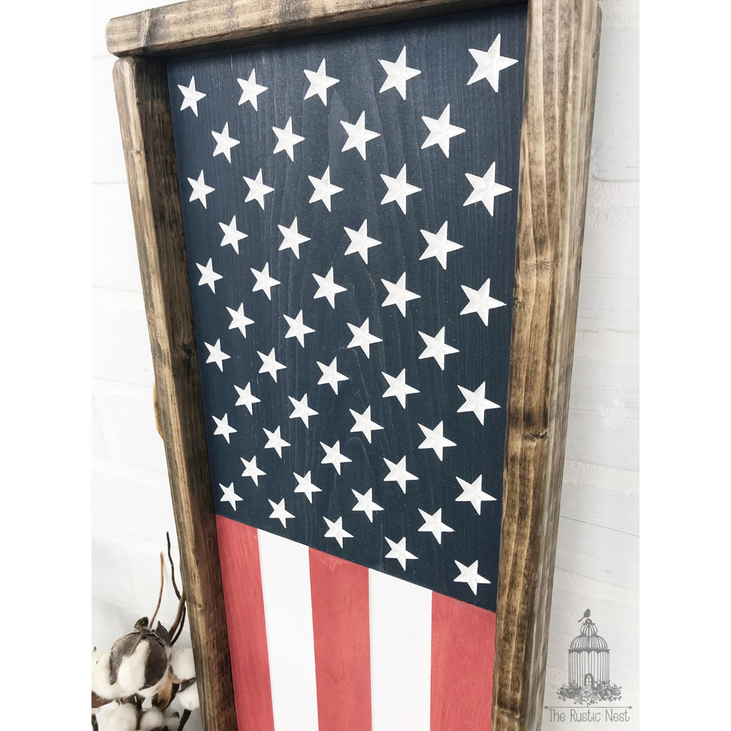 ENGRAVED Patriotic Front Porch Sign | Engraved American Flag Sign | Wooden Engraved American Flag Sign | Engraved Porch Flag Sign TRN23