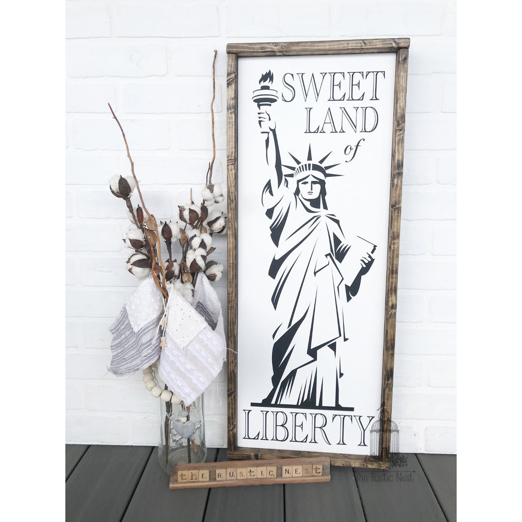 Sweet Land of Liberty Wooden Sign | Statue of Liberty Sign | America Statue of Liberty Sign | Americana Decor | Patriotic Decor TRN23