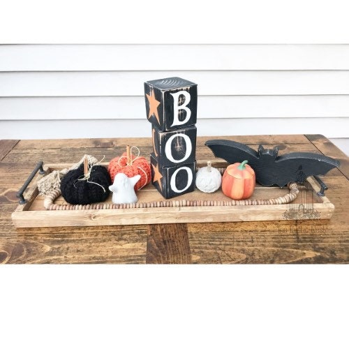 BOO EKK Halloween Blocks Candle Stick | Halloween Blocks | Halloween Candle | Halloween Decor | Halloween Sign