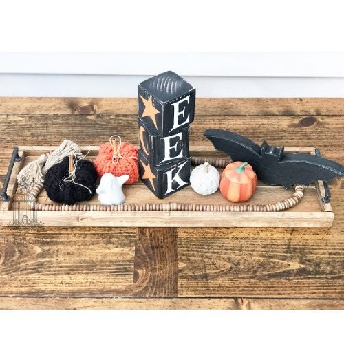 BOO EKK Halloween Blocks Candle Stick | Halloween Blocks | Halloween Candle | Halloween Decor | Halloween Sign