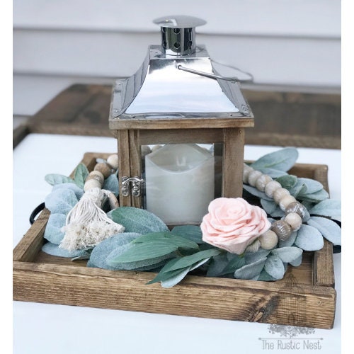 Wood Serving Tray | Tray with Handles | Wood Ottoman Tray | Coffee Table Tray | Breakfast in Bed Tray | Rustic Farmhouse Wood Serving Tray