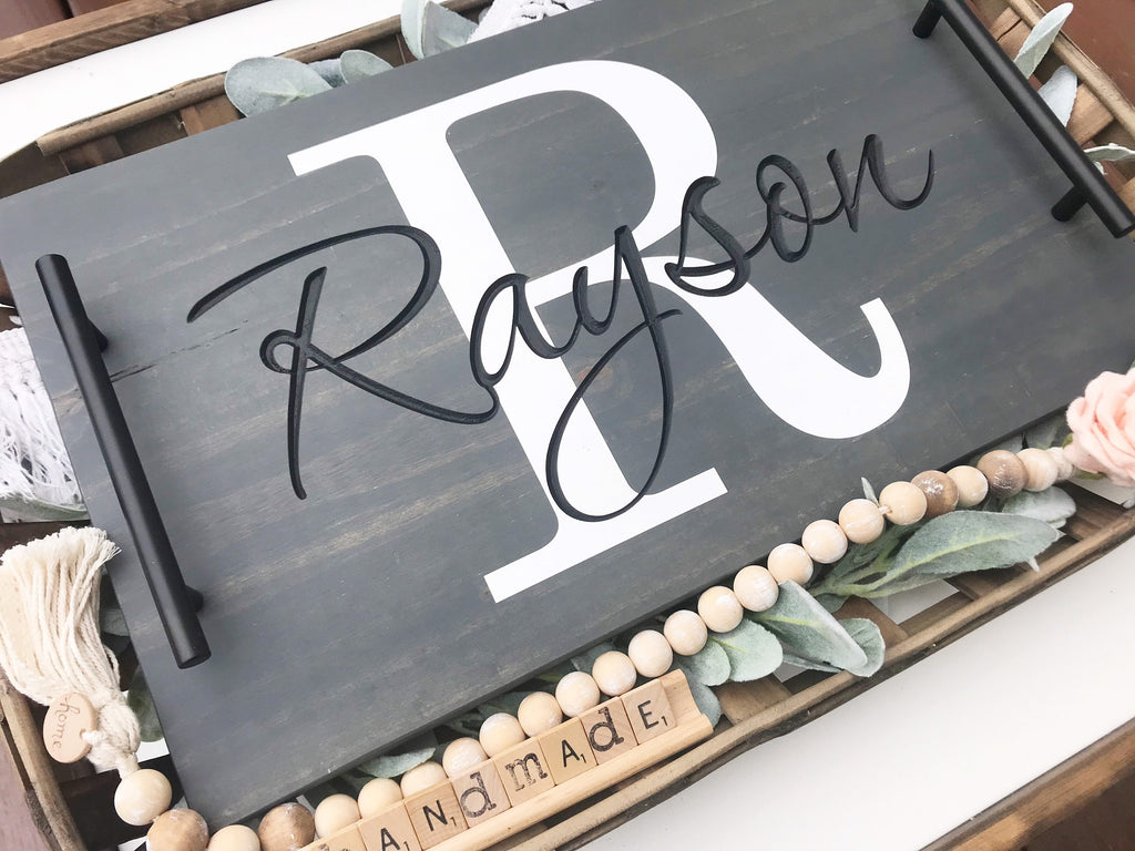 Serving Tray | Personalized Wood Serving Tray | Engraved Wood Serving Tray | Breakfast in Bed Tray | Personalized Tray | Wood Serving Tray