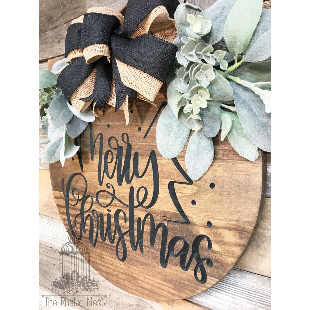 ENGRAVED Front Door Sign | Merry Christmas Door Sign | Christmas Door Hanger | Round Door Hanger | Front Door Wreath | Christmas Wreath Sign