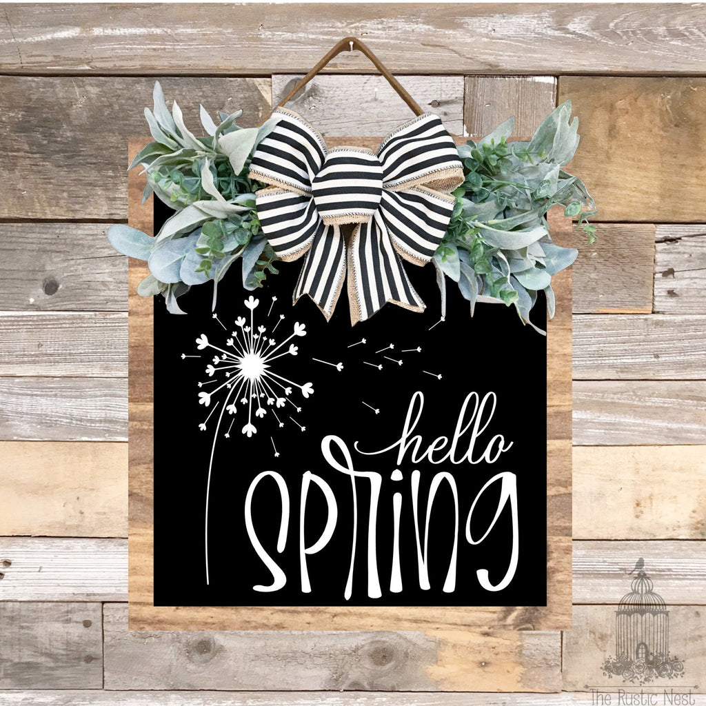 PAINTED Front Door Sign | Hello Spring Door Hanger | Front Door Wreath | Hello Spring Sign | Spring Sign | Spring Decor | Front Door Hanger