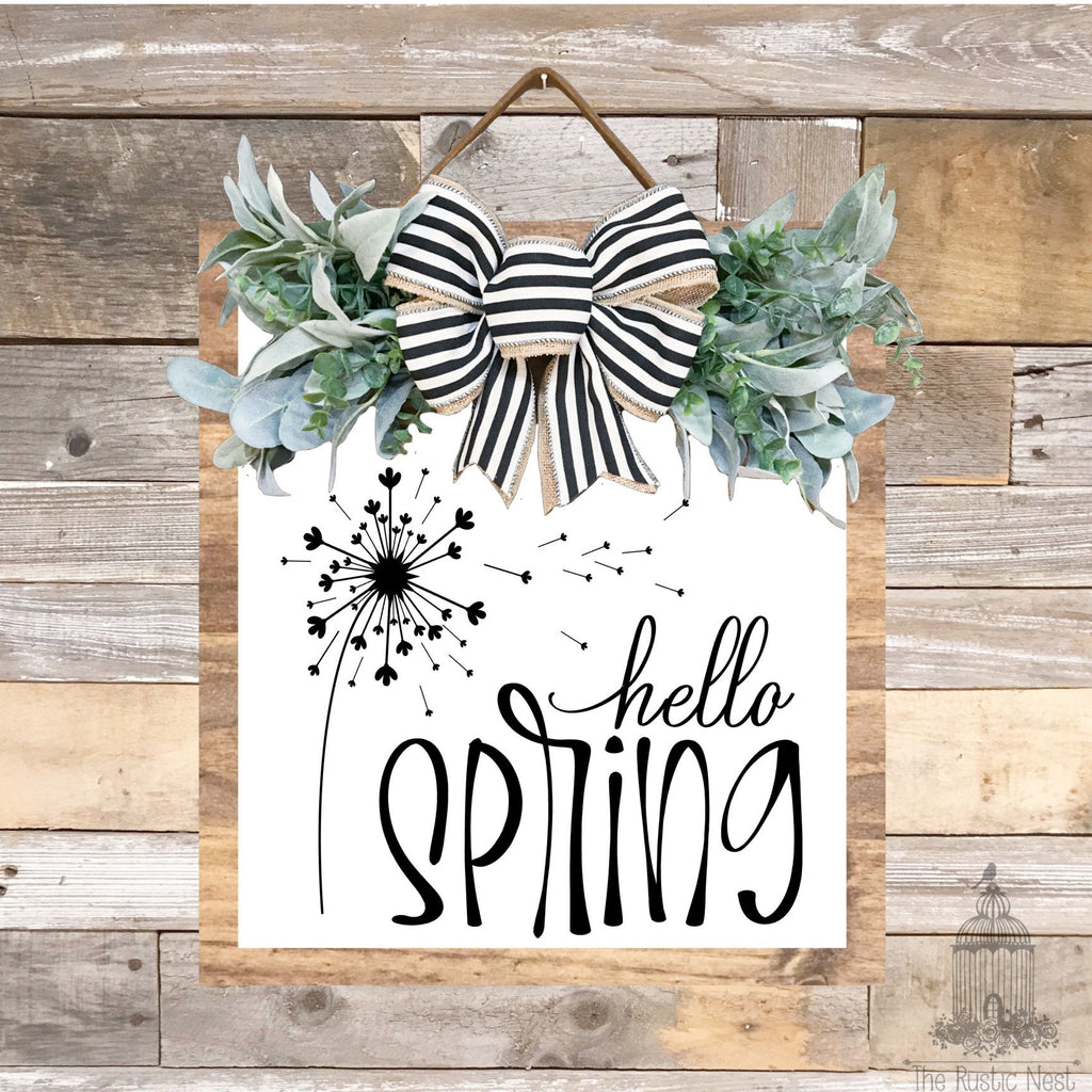 PAINTED Front Door Sign | Hello Spring Door Hanger | Front Door Wreath | Hello Spring Sign | Spring Sign | Spring Decor | Front Door Hanger