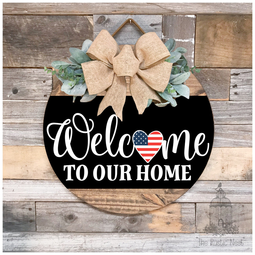 PAINTED Front Door Sign | Fourth of July Front Door Sign | American Flag Door Sign | Thin Blue Line Door Sign | Thin Red Line Door Sign