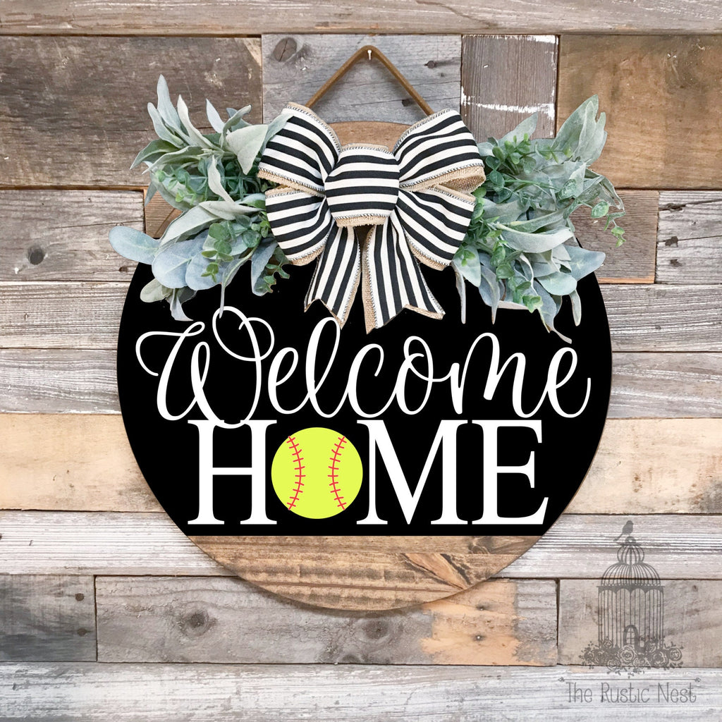 PAINTED Front Door Sign | Welcome HOME Basketball Sign | Baseball Front Door Sign | Softball Front Door Sign | Basketball Front Door Sign