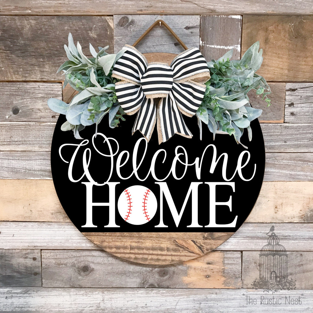 PAINTED Front Door Sign | Welcome HOME Basketball Sign | Baseball Front Door Sign | Softball Front Door Sign | Basketball Front Door Sign