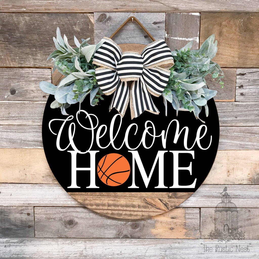 PAINTED Front Door Sign | Welcome HOME Basketball Sign | Baseball Front Door Sign | Softball Front Door Sign | Basketball Front Door Sign