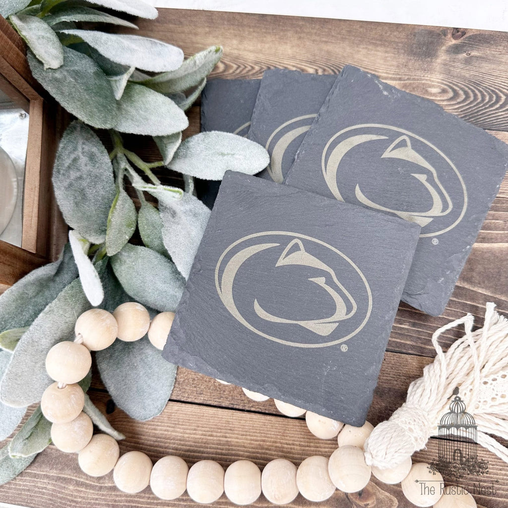 Penn State Coasters (Set of 4) | Slate Coasters | Custom Coasters | Nittany Lions Coasters | PSU | WE ARE | Penn State Nittany Lions