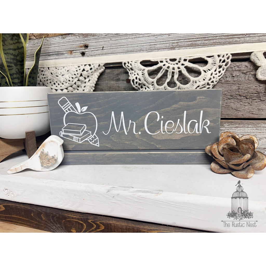 Double sided teacher name tag sign for desk | Teacher gift | End of year gift | Inspirational Teacher Gift (12"x4")