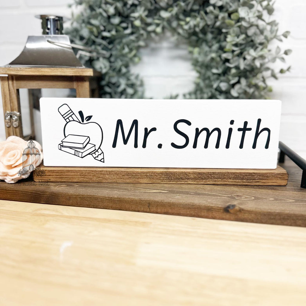 Double sided teacher name tag sign for desk | Teacher gift | End of year gift | Inspirational Teacher Gift (12"x4")