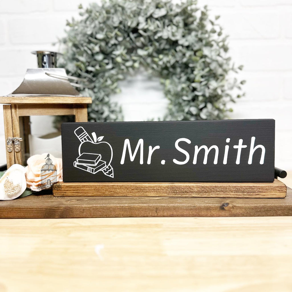 Double sided teacher name tag sign for desk | Teacher gift | End of year gift | Inspirational Teacher Gift (12"x4")