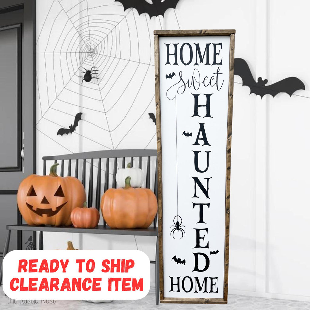 Home Sweet Haunted Home Halloween Sign Porch Sign | Front Porch Sign | Wicked Witch Sign | Scary Sign | Trick or Treat Sign (48" x 12.5)