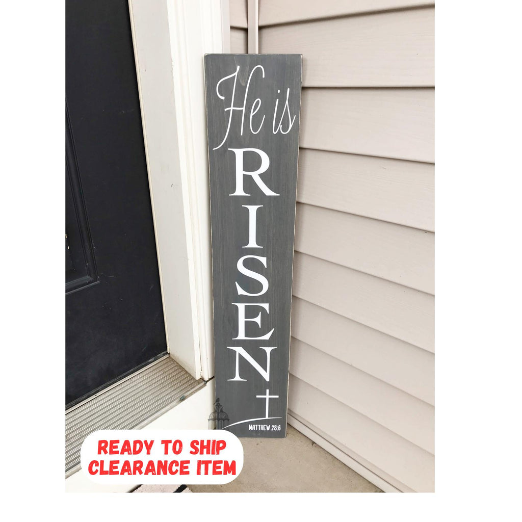 He is Risen Easter Porch Sign | Spring Sign | Matthew 28:6 | Easter Decor | He is Risen Sign | Easter Porch Sign | Wooden Easter Sign