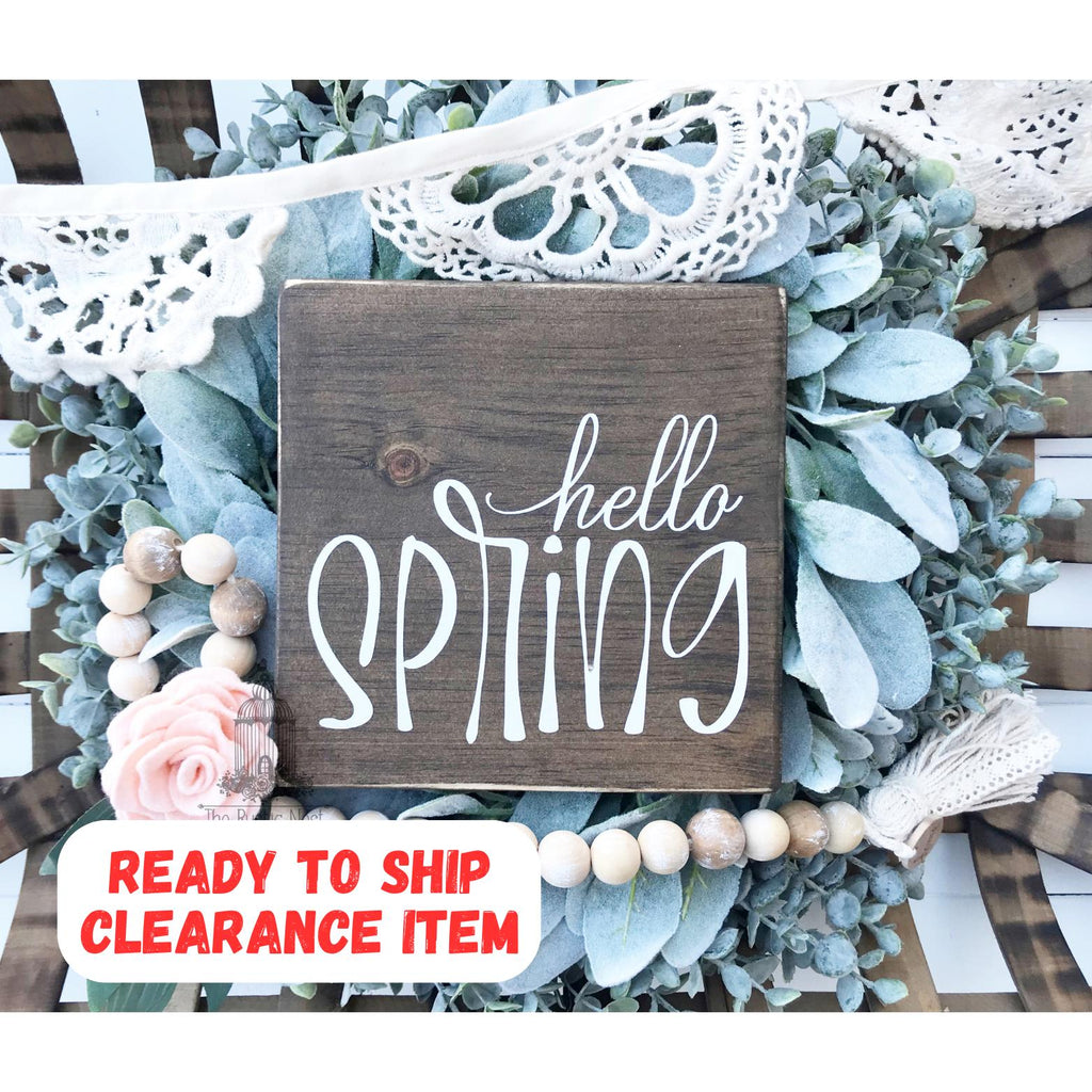 hello SPRING Wooden Sign | Hello Spring Sign | Spring Sign | Spring Decor | Easter Decor | Seasonal Sign (7.25" x 7.25")