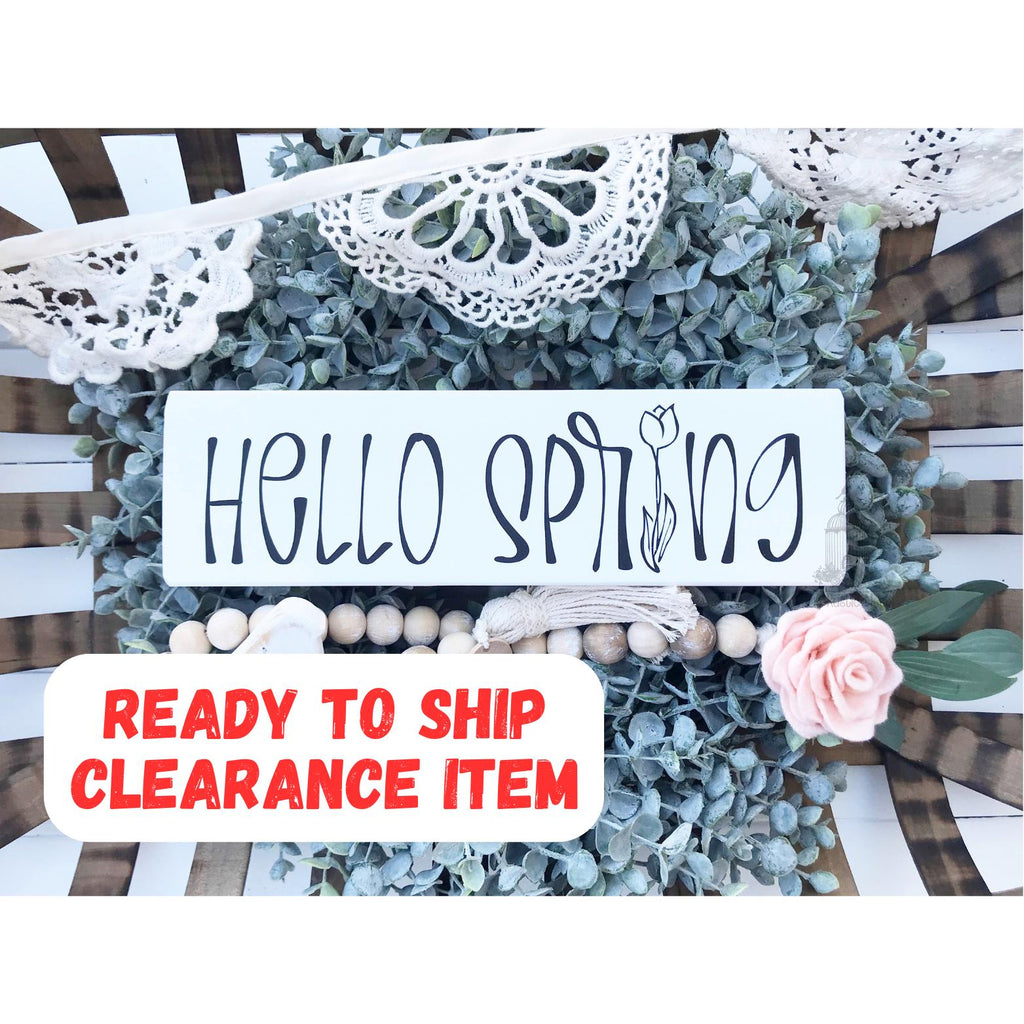 hello SPRING Wooden Sign | Hello Spring Sign | Spring Sign | Spring Decor | Easter Decor | Seasonal Sign (12" x 3.5")