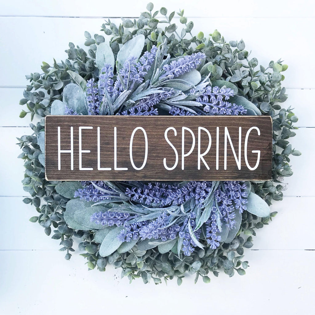 hello SPRING Wooden Sign | Hello Spring Sign | Spring Sign | Spring Decor | Easter Decor | Seasonal Sign (12" x 3.5")