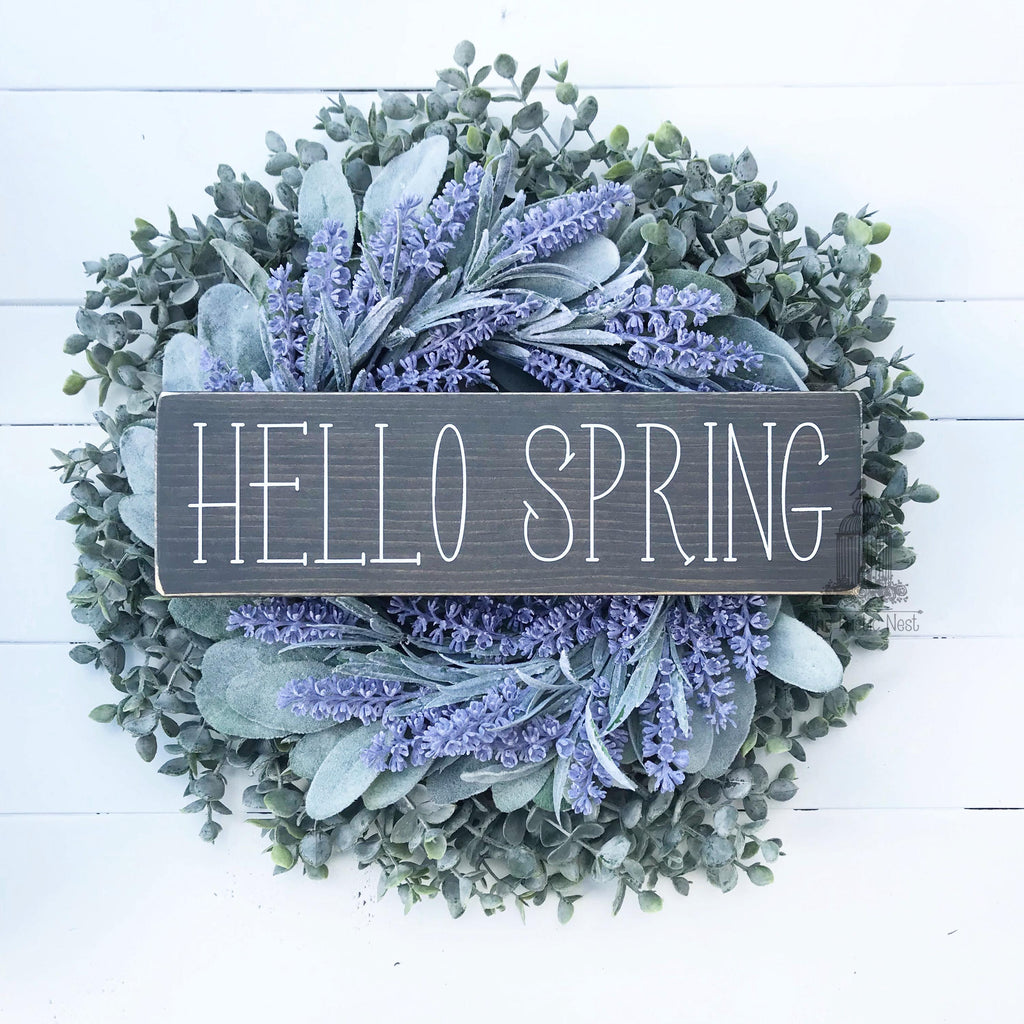 hello SPRING Wooden Sign | Hello Spring Sign | Spring Sign | Spring Decor | Easter Decor | Seasonal Sign (12" x 3.5")