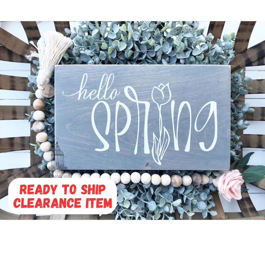 hello SPRING Wooden Sign | Hello Spring Sign | Spring Sign | Spring Decor | Easter Decor | Seasonal Sign (7.25" x 7.25")