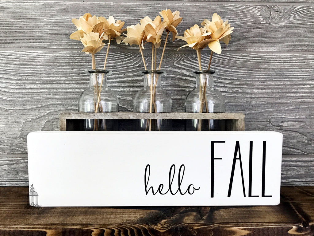 hello FALL Wooden Sign (12" x 3.5")