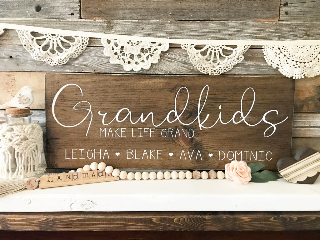 Grandkids make life grand sign | Grandparent Gift | Grandkids Sign | Gift for Grandparents | Grandma Gift | Mothers Day Gift (24" x 9.25")