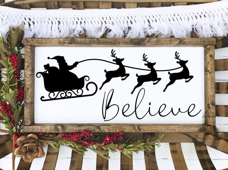 Believe Christmas Sign | Believe Sign | Christmas Sign | Christmas Decor | Holiday Sign | Holiday Decor | Reindeer Sign