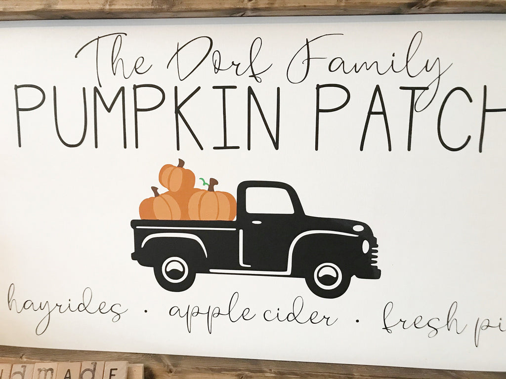 Pumpkin Patch Sign | Fall Sign | Personalized Pumpkin Patch Truck Sign | Fall Decor  (24" x 12.5")