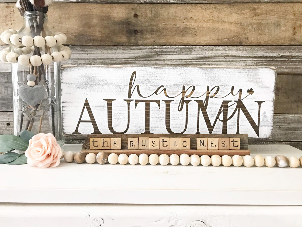 happy AUTUMN, happy fall, autumn sign, fall sign, autumn decor, fall decor Wooden Sign (16" x 5.5")