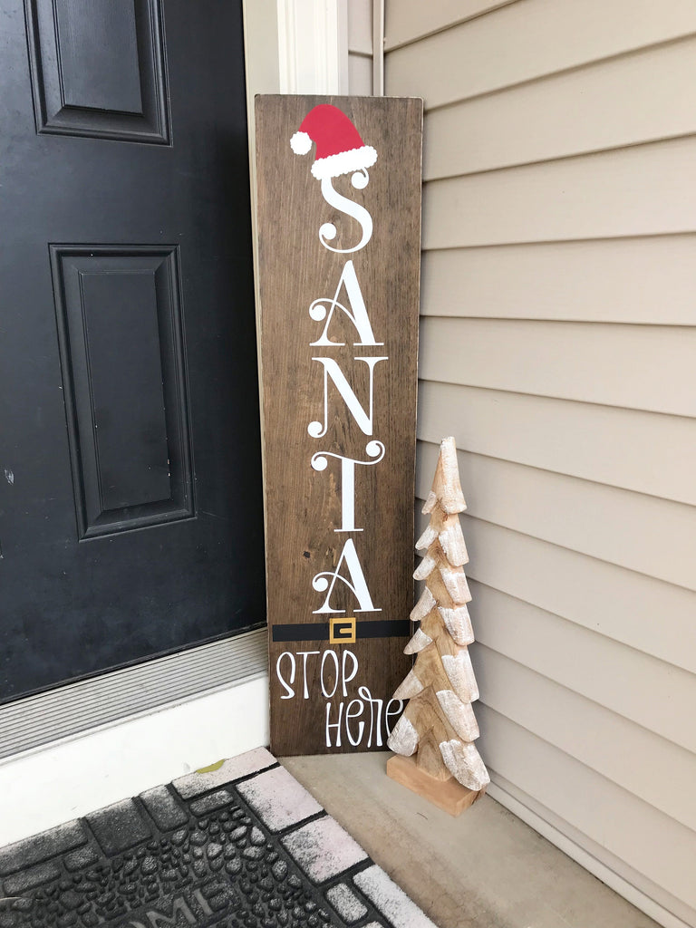 Santa Stop Here Porch Sign | Santa Sign | Christmas Porch Sign | Christmas Front Porch Sign | Christmas Signs | Porch Sign | Christmas Sign