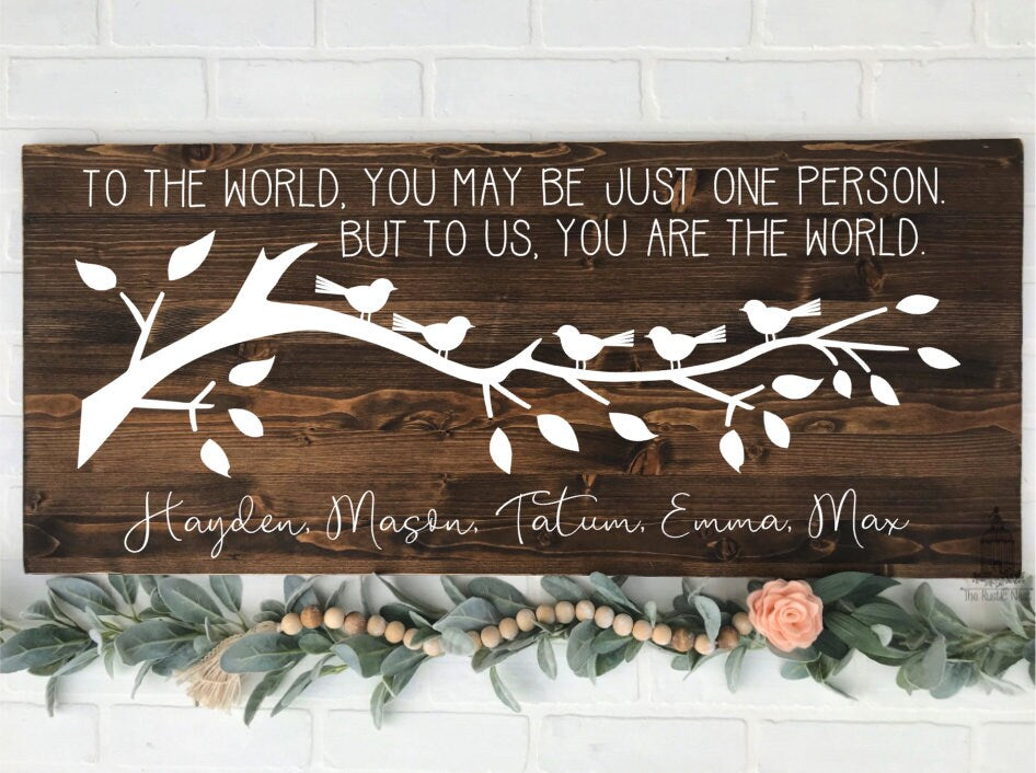 To the world you may be just one person but to us you are the world sign | Mothers Day Gift | Birthday Gift | Mom | Grandma | Nana | Mimi