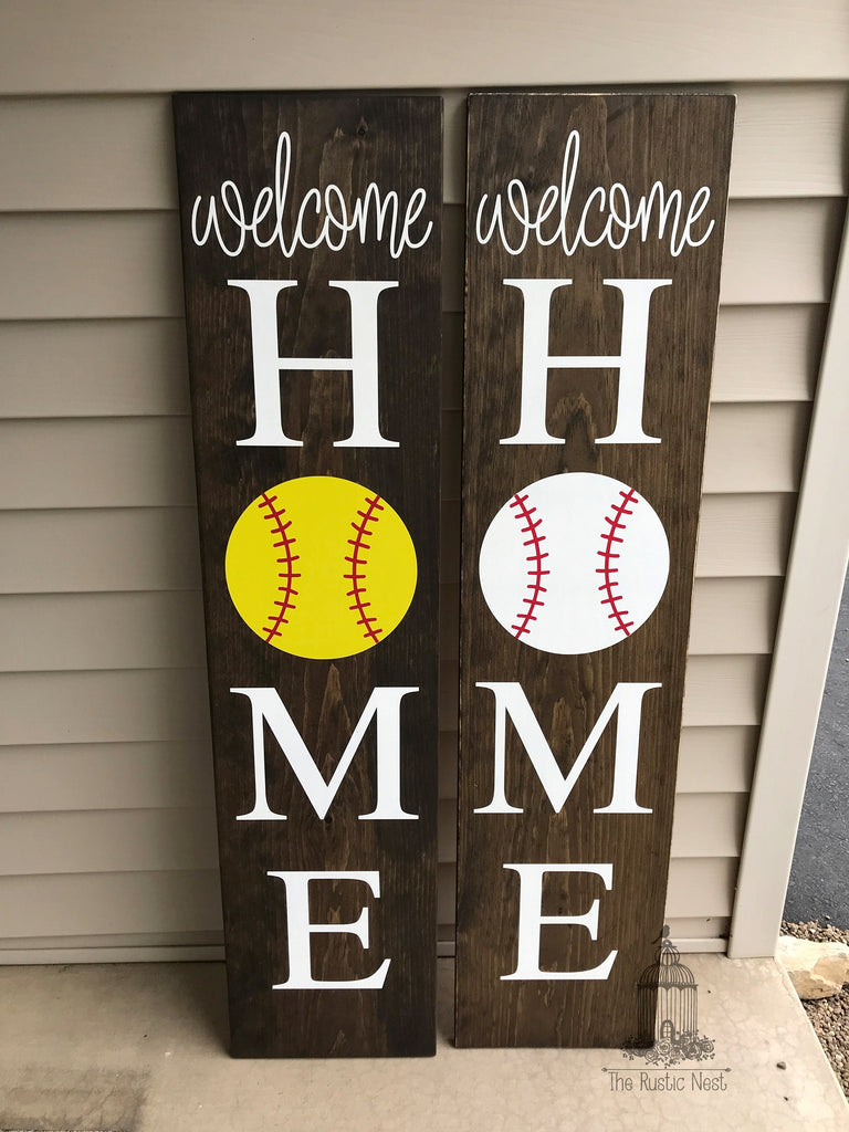 Welcome Home Porch Sign | Baseball Sign | Softball Sign | Football Sign | Home Base Sign | Sports Sign | Sports Lover Gift | Entryway Sign