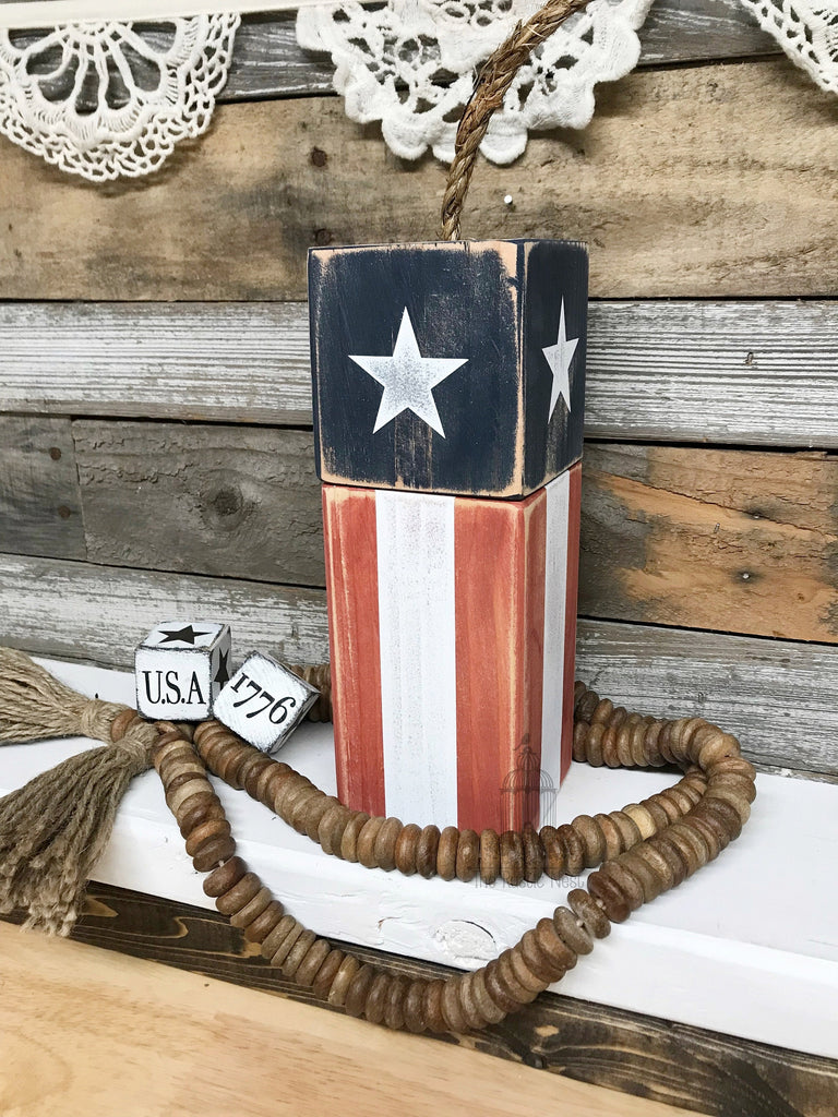 Wooden Firecracker Decor  | Patriotic Wooden Firecrackers | American Flag | 4th of July Decor | Tiered Tray Decor | Wood Firecrackers TRN23