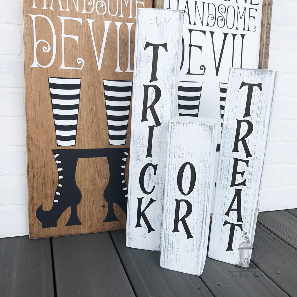 Trick or Treat Halloween Porch Sign | Halloween Sign | Halloween Blocks | Halloween Decor | Trick or Treat | Wooden Blocks | Porch Sign