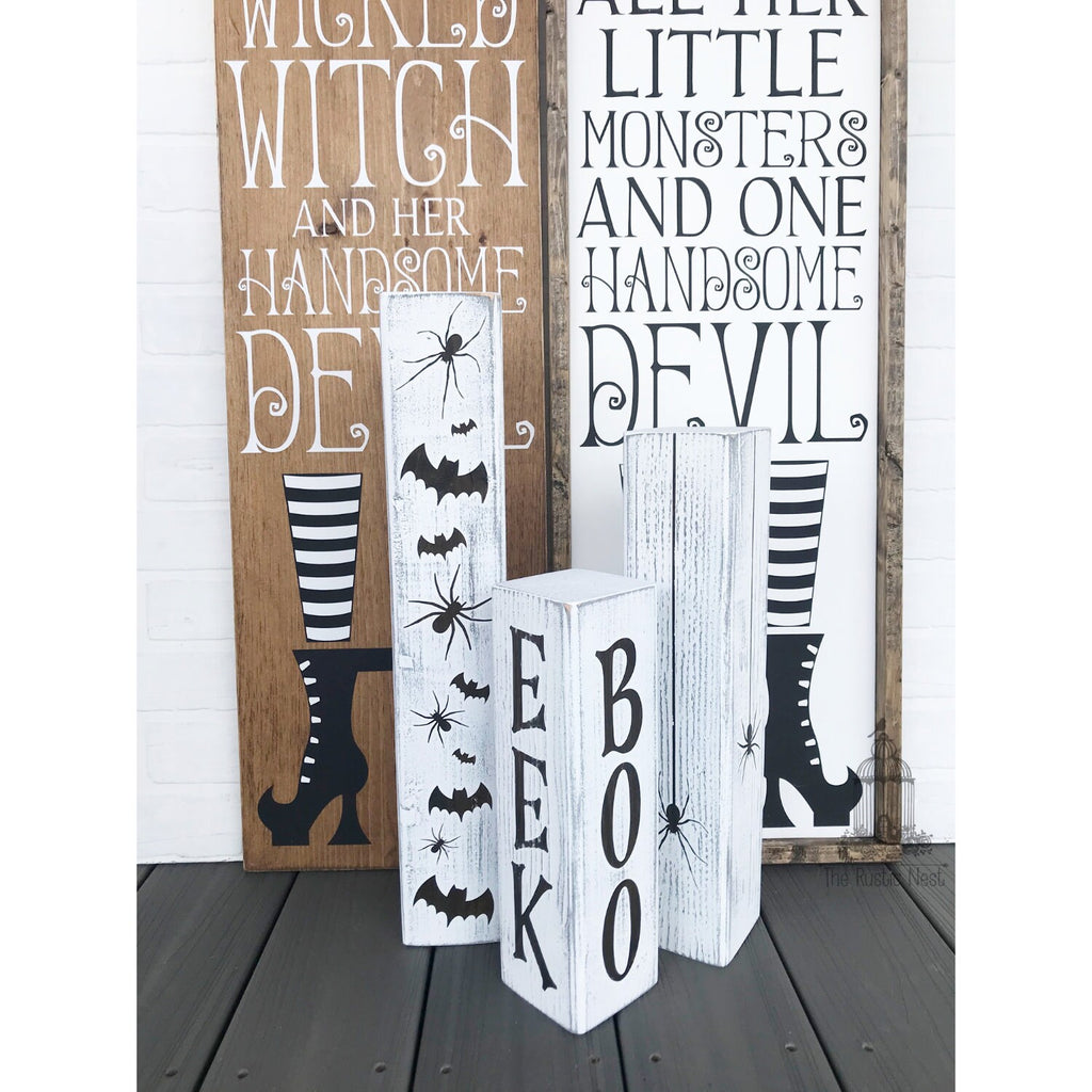 Halloween Porch Signs | Halloween Sign | Halloween Blocks | Halloween Decor | Trick or Treat | Wooden Blocks | Porch Sign | Boo | Eek