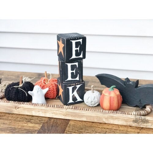 BOO EKK Halloween Blocks Candle Stick | Halloween Blocks | Halloween Candle | Halloween Decor | Halloween Sign